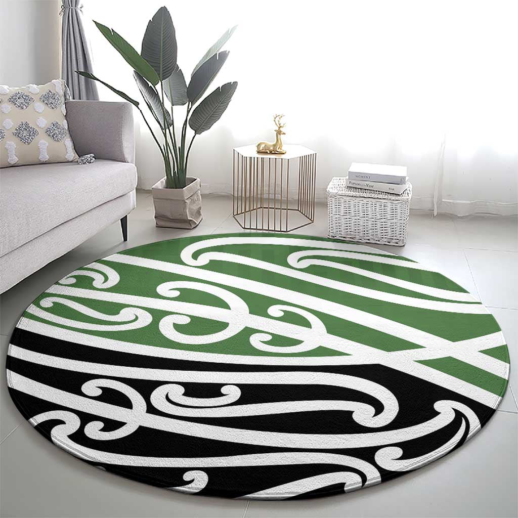 Green Fern New Zealand Kowhai Ngutukak Round Carpet - Polynesian Pride