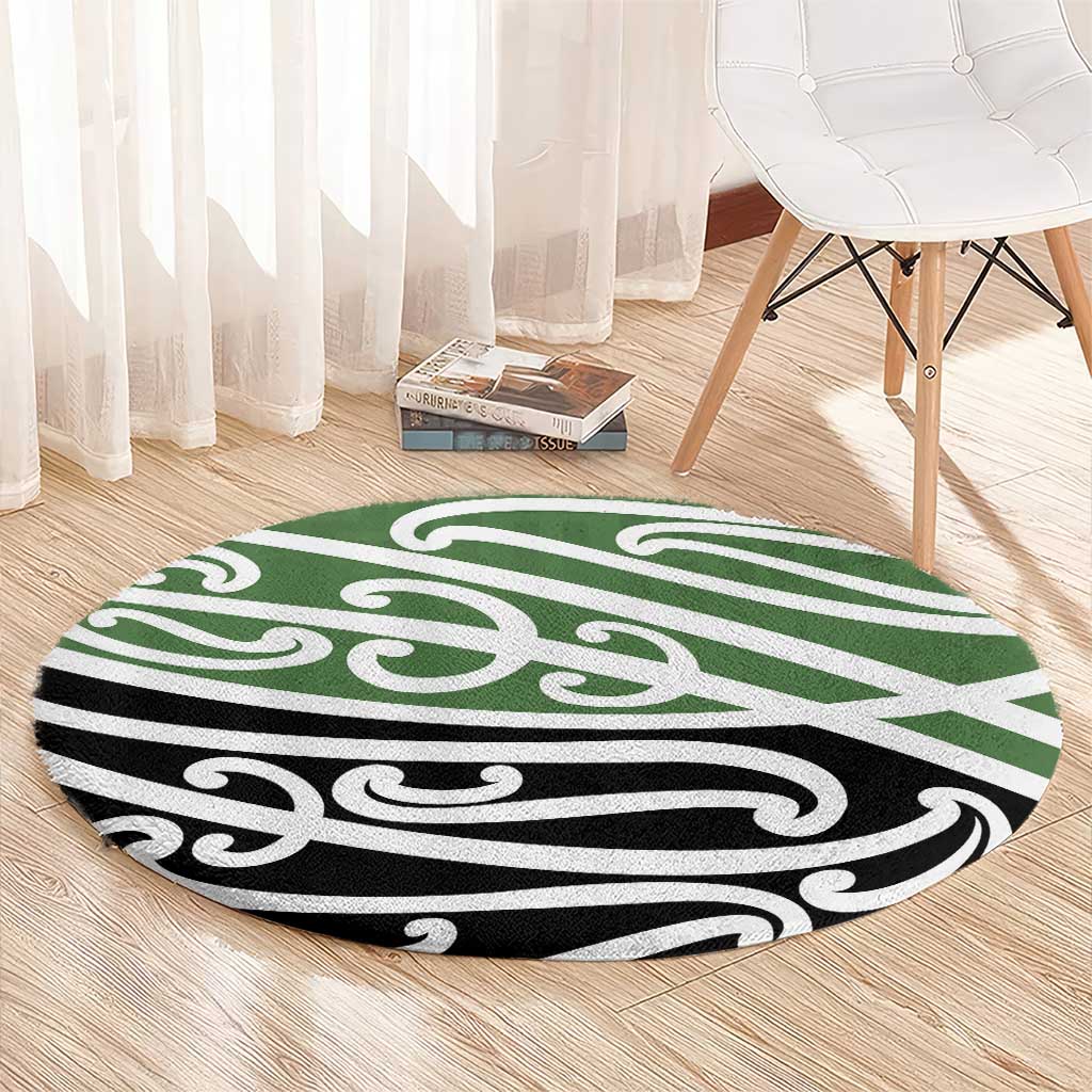 Green Fern New Zealand Kowhai Ngutukak Round Carpet - Polynesian Pride