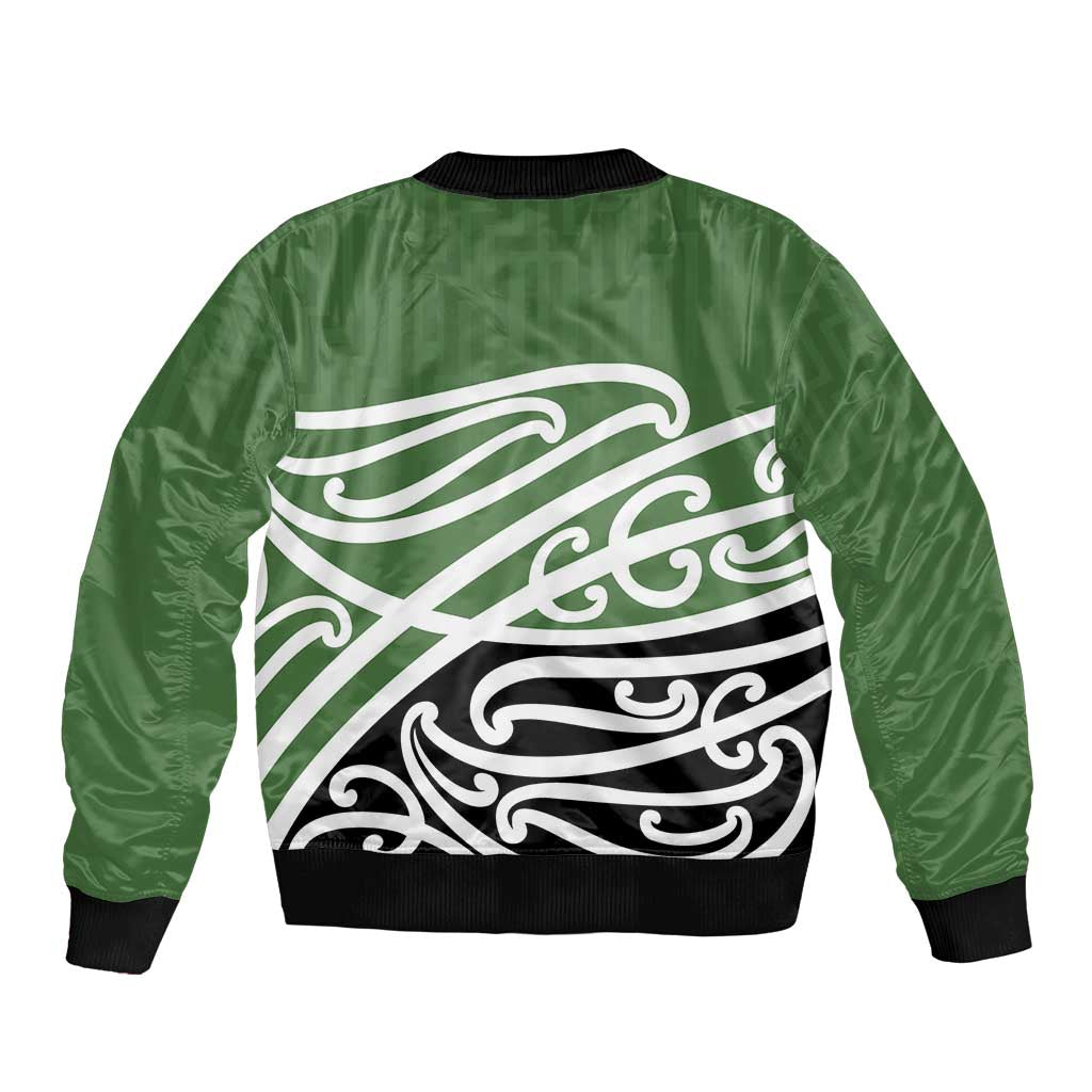 Green Fern New Zealand Kowhai Ngutukak Sleeve Zip Bomber Jacket - Polynesian Pride