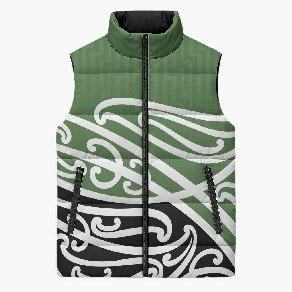 Green Fern New Zealand Kowhai Ngutukak Sleeveless Puffer Jacket - Polynesian Pride