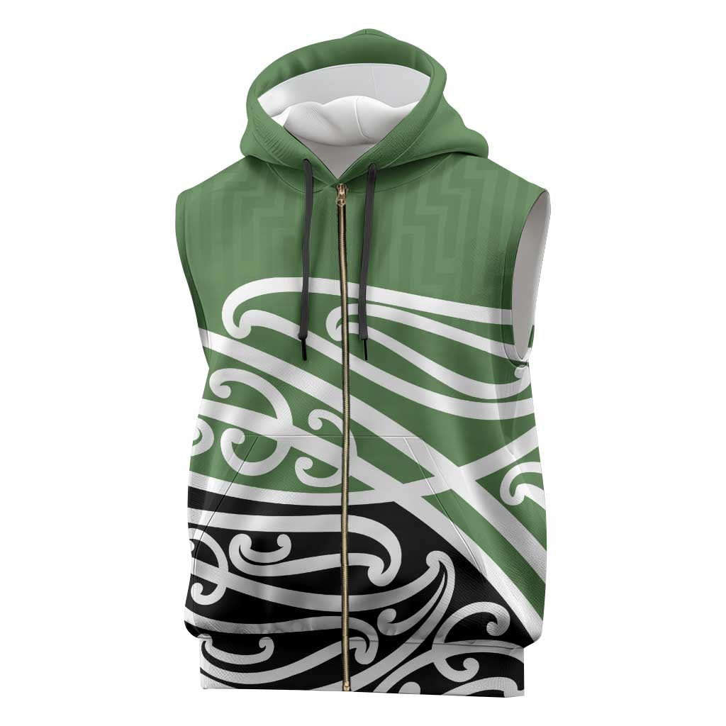 Green Fern New Zealand Kowhai Ngutukak Sleeveless Zip Hoodie - Polynesian Pride