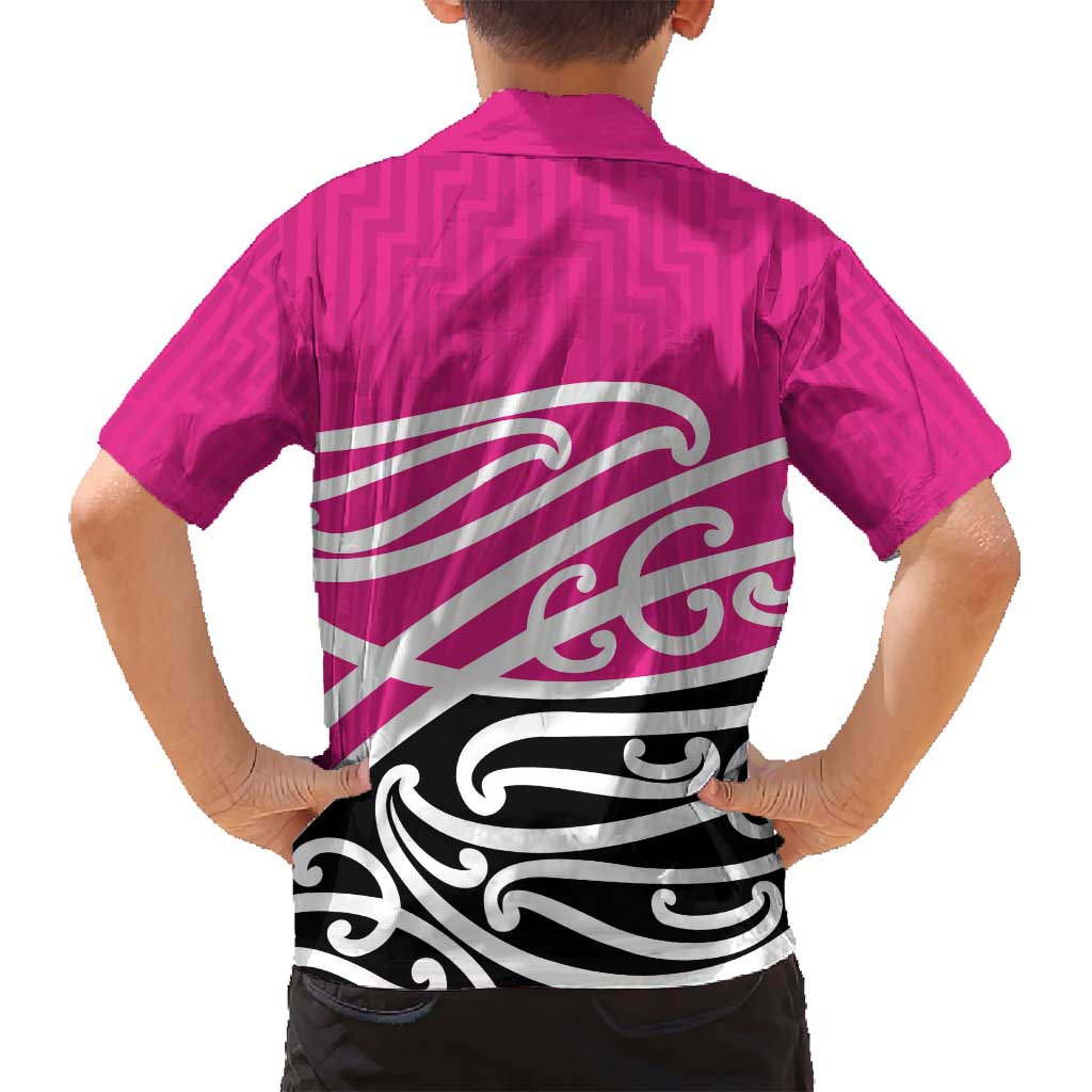All Pink New Zealand Kowhai Ngutukak Family Matching Summer Maxi Dress and Hawaiian Shirt - Polynesian Pride