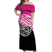 All Pink New Zealand Kowhai Ngutukak Off Shoulder Maxi Dress - Polynesian Pride