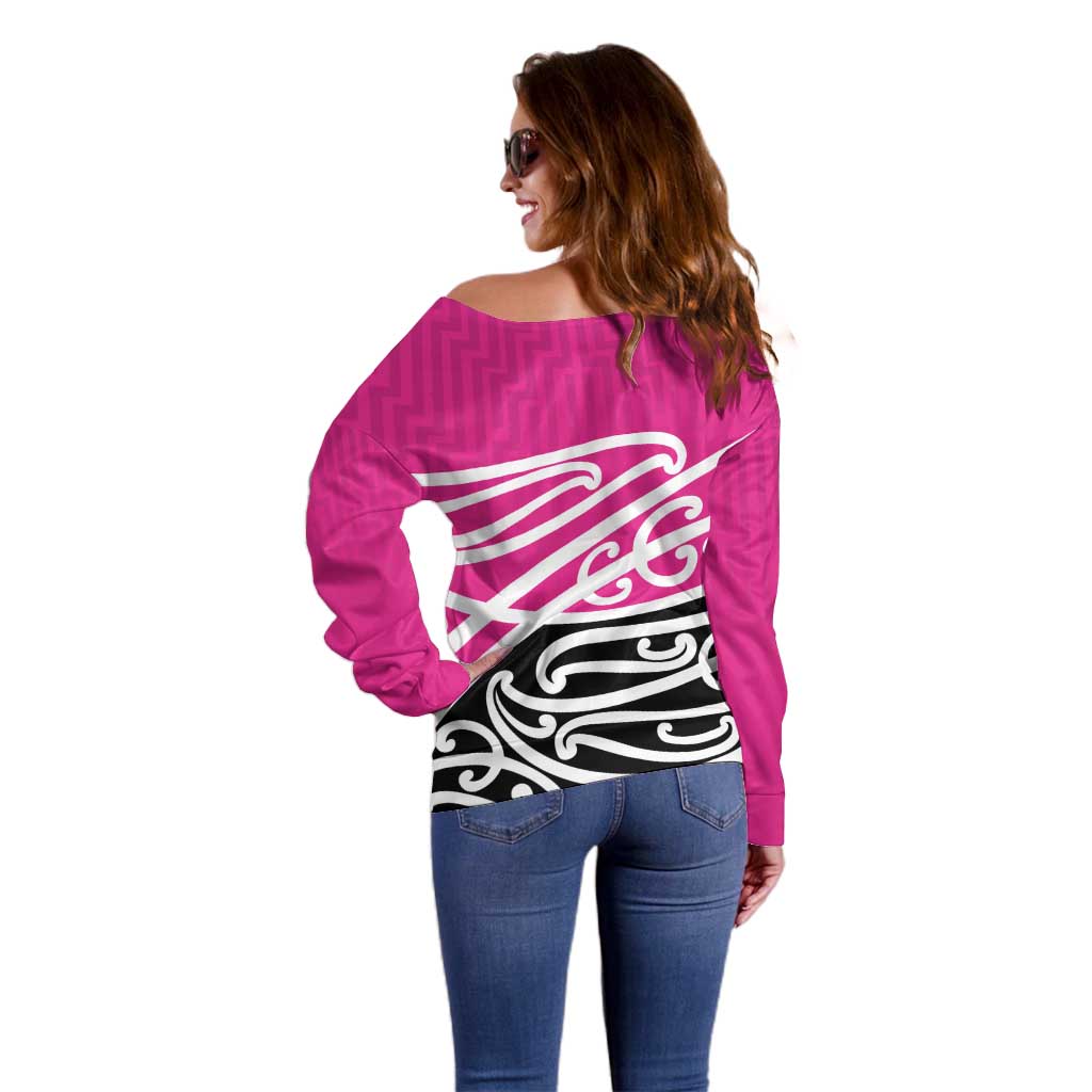 All Pink New Zealand Kowhai Ngutukak Off Shoulder Sweater - Polynesian Pride