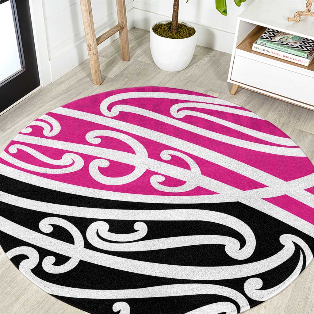 All Pink New Zealand Kowhai Ngutukak Round Carpet - Polynesian Pride