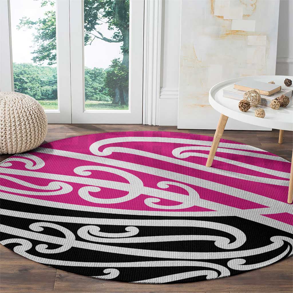 All Pink New Zealand Kowhai Ngutukak Round Carpet - Polynesian Pride