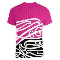 All Pink New Zealand Kowhai Ngutukak Women V-Neck T-Shirt - Polynesian Pride