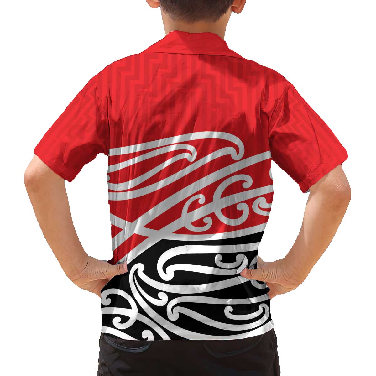 All Red New Zealand Kowhai Ngutukak Family Matching Off The Shoulder Long Sleeve Dress and Hawaiian Shirt - Polynesian Pride