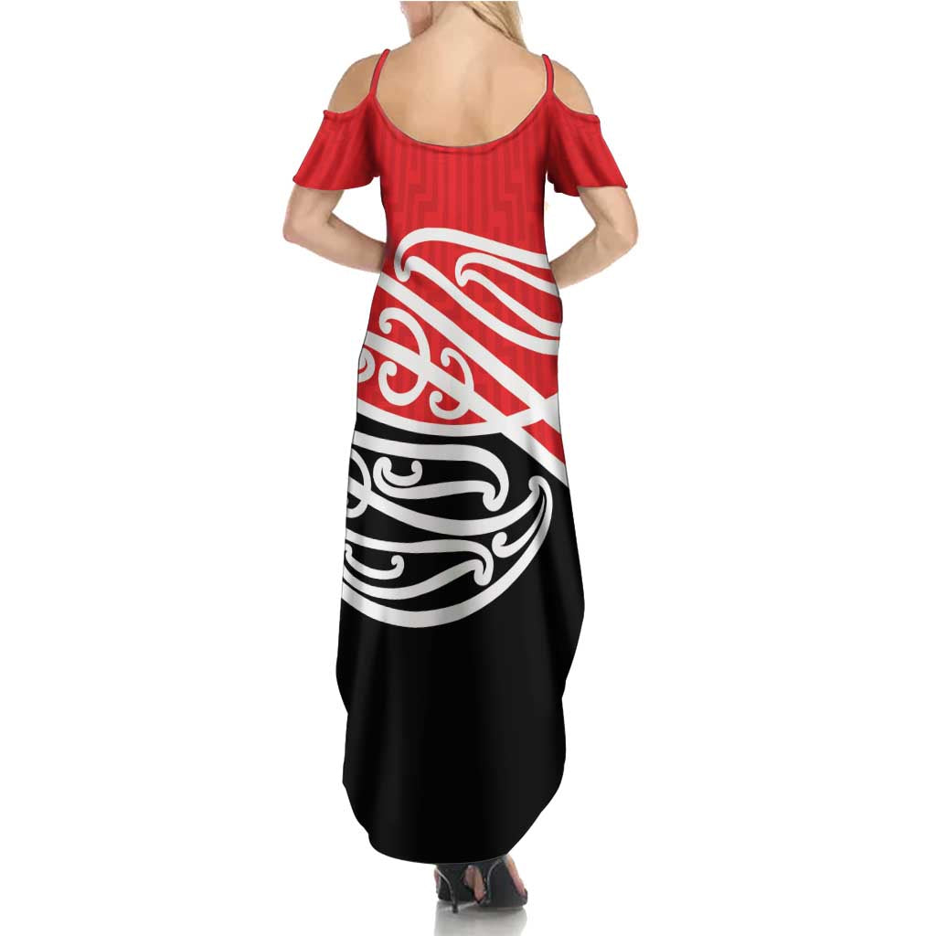 All Red New Zealand Kowhai Ngutukak Family Matching Summer Maxi Dress and Hawaiian Shirt - Polynesian Pride