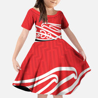 All Red New Zealand Kowhai Ngutukak Family Matching Tank Maxi Dress and Hawaiian Shirt - Polynesian Pride