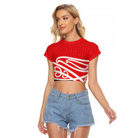 All Red New Zealand Kowhai Ngutukak Raglan Cropped T Shirt - Polynesian Pride