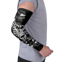 New Zealand Lawn Bowls Custom Arm Sleeves Black Maori Warrior Tribal Silver Fern - Polynesian Pride