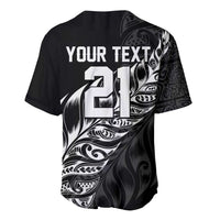 New Zealand Lawn Bowls Custom Baseball Jersey Black Maori Warrior Tribal Silver Fern - Polynesian Pride