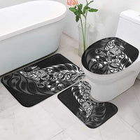 New Zealand Lawn Bowls Bathroom Set Black Maori Warrior Tribal Silver Fern - Polynesian Pride