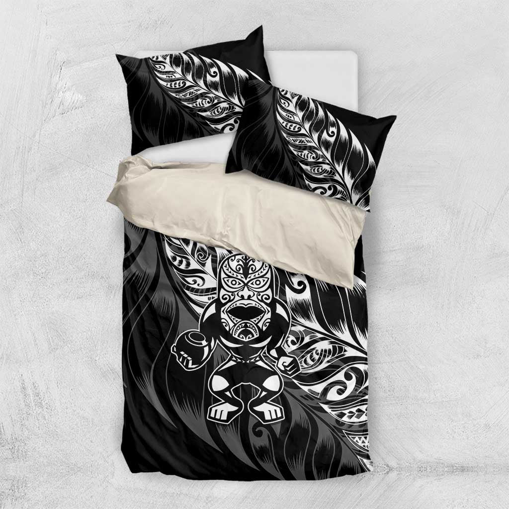 New Zealand Lawn Bowls Bedding Set Black Maori Warrior Tribal Silver Fern - Polynesian Pride