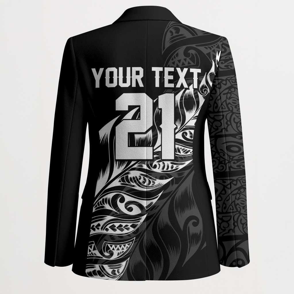 New Zealand Lawn Bowls Custom Blazer Black Maori Warrior Tribal Silver Fern - Polynesian Pride