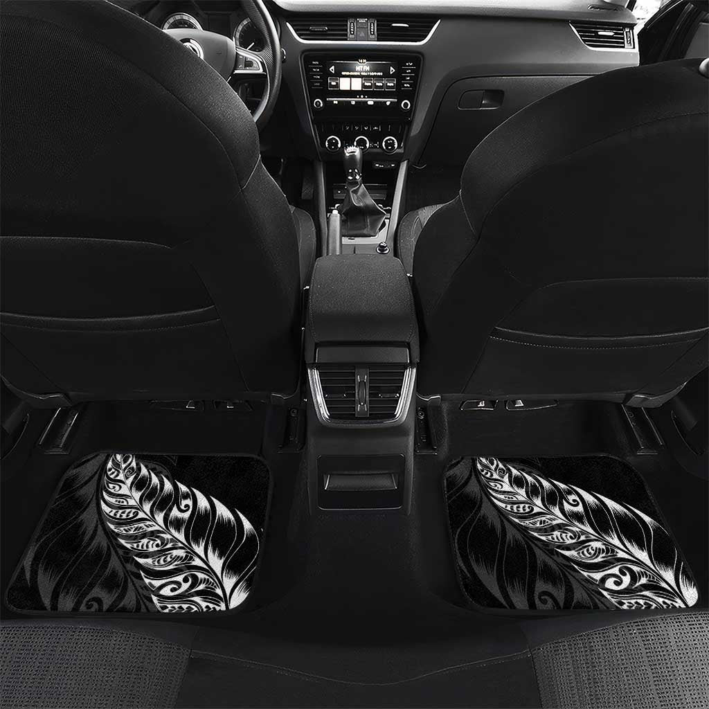 New Zealand Lawn Bowls Custom Car Mats Black Maori Warrior Tribal Silver Fern - Polynesian Pride
