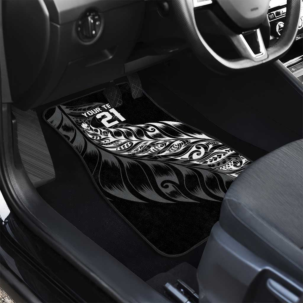 New Zealand Lawn Bowls Custom Car Mats Black Maori Warrior Tribal Silver Fern - Polynesian Pride