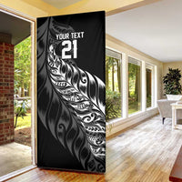 New Zealand Lawn Bowls Custom Door Cover Black Maori Warrior Tribal Silver Fern - Polynesian Pride