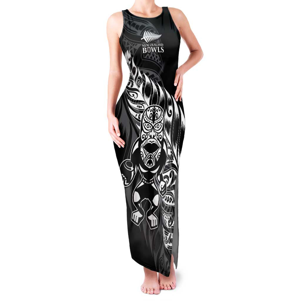 New Zealand Lawn Bowls Custom Family Matching Tank Maxi Dress and Hawaiian Shirt Black Maori Warrior Tribal Silver Fern - Polynesian Pride