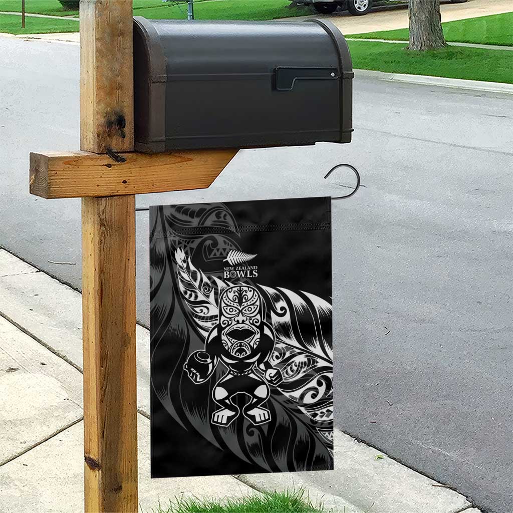 New Zealand Lawn Bowls Garden Flag Black Maori Warrior Tribal Silver Fern - Polynesian Pride