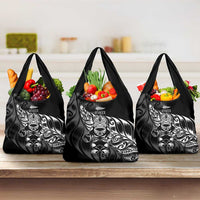 New Zealand Lawn Bowls Grocery Bag Black Maori Warrior Tribal Silver Fern - Polynesian Pride