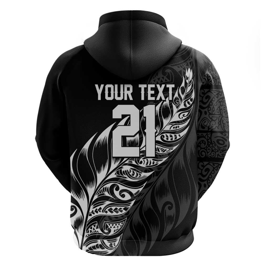 New Zealand Lawn Bowls Custom Hoodie Black Maori Warrior Tribal Silver Fern - Polynesian Pride