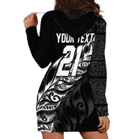 New Zealand Lawn Bowls Custom Hoodie Dress Black Maori Warrior Tribal Silver Fern - Polynesian Pride