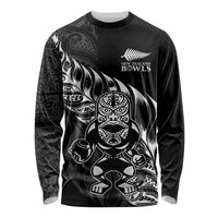 New Zealand Lawn Bowls Custom Long Sleeve Shirt Black Maori Warrior Tribal Silver Fern - Polynesian Pride