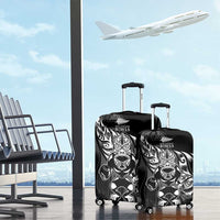 New Zealand Lawn Bowls Luggage Cover Black Maori Warrior Tribal Silver Fern - Polynesian Pride