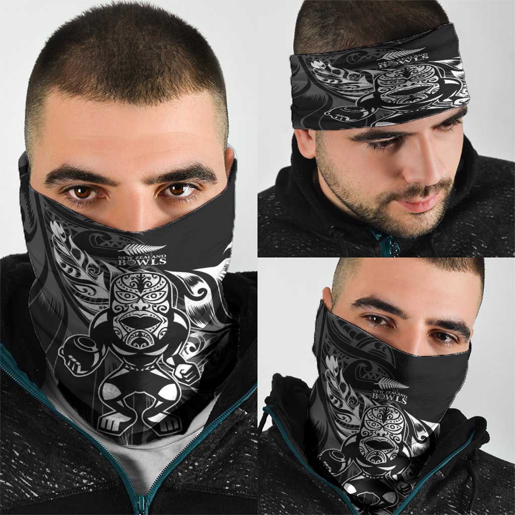 New Zealand Lawn Bowls Neck Gaiter Black Maori Warrior Tribal Silver Fern - Polynesian Pride