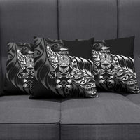New Zealand Lawn Bowls Pillow Cover Black Maori Warrior Tribal Silver Fern - Polynesian Pride