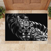 New Zealand Lawn Bowls Rubber Doormat Black Maori Warrior Tribal Silver Fern - Polynesian Pride
