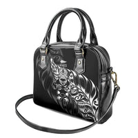 New Zealand Lawn Bowls Shoulder Handbag Black Maori Warrior Tribal Silver Fern - Polynesian Pride