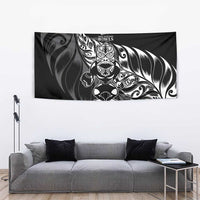 New Zealand Lawn Bowls Tapestry Black Maori Warrior Tribal Silver Fern - Polynesian Pride