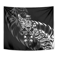 New Zealand Lawn Bowls Tapestry Black Maori Warrior Tribal Silver Fern - Polynesian Pride