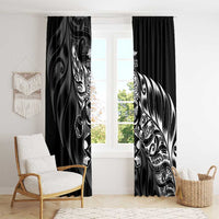 New Zealand Lawn Bowls Window Curtain Black Maori Warrior Tribal Silver Fern - Polynesian Pride