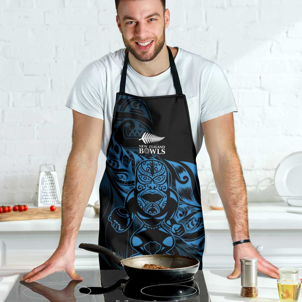 New Zealand Lawn Bowls Apron Blue Maori Warrior Tribal Silver Fern - Polynesian Pride