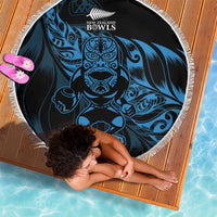 New Zealand Lawn Bowls Beach Blanket Blue Maori Warrior Tribal Silver Fern - Polynesian Pride