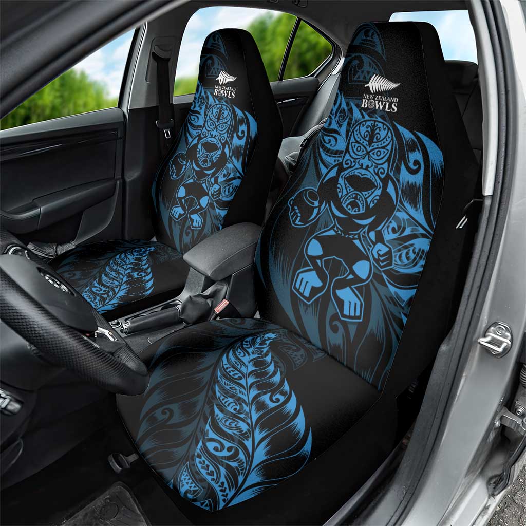 New Zealand Lawn Bowls Car Seat Cover Blue Maori Warrior Tribal Silver Fern - Polynesian Pride