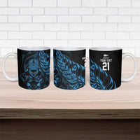 New Zealand Lawn Bowls Custom Ceramic Mug Blue Maori Warrior Tribal Silver Fern - Polynesian Pride