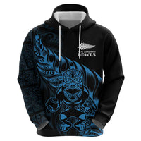 New Zealand Lawn Bowls Custom Hoodie Blue Maori Warrior Tribal Silver Fern - Polynesian Pride