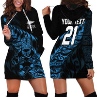 New Zealand Lawn Bowls Custom Hoodie Dress Blue Maori Warrior Tribal Silver Fern - Polynesian Pride