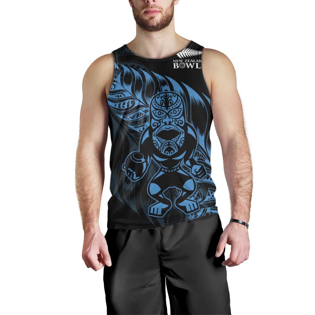 New Zealand Lawn Bowls Custom Men Tank Top Blue Maori Warrior Tribal Silver Fern - Polynesian Pride