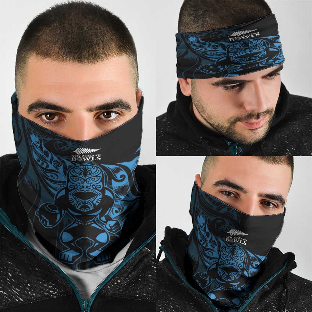 New Zealand Lawn Bowls Neck Gaiter Blue Maori Warrior Tribal Silver Fern - Polynesian Pride