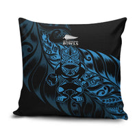New Zealand Lawn Bowls Pillow Cover Blue Maori Warrior Tribal Silver Fern - Polynesian Pride