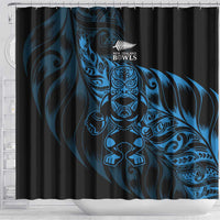 New Zealand Lawn Bowls Shower Curtain Blue Maori Warrior Tribal Silver Fern - Polynesian Pride