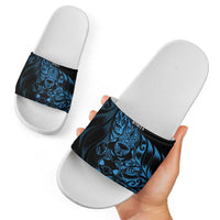New Zealand Lawn Bowls Slide Sandals Blue Maori Warrior Tribal Silver Fern - Polynesian Pride