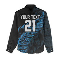 New Zealand Lawn Bowls Custom Women Casual Shirt Blue Maori Warrior Tribal Silver Fern - Polynesian Pride