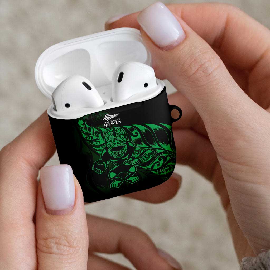 New Zealand Lawn Bowls AirPods Case Green Maori Warrior Tribal Silver Fern - Polynesian Pride
